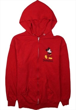 Disney 90's Mickey Mouse Full Zip Up Hoodie Large Red