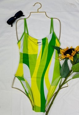 Vintage 90's Nike Swoosh Patterned Backless Swimsuit