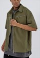 Army Green Zip Details Oversized Shirt 