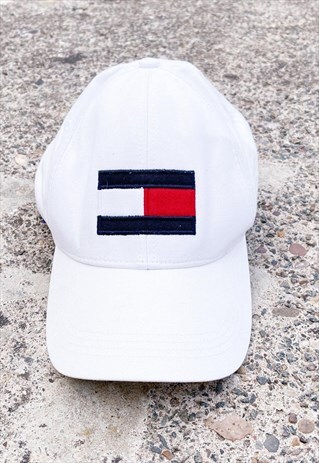 Vintage Tommy Hilfiger Cap Flag Logo White