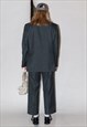 90'S VINTAGE BULKY PINSTRIPED SUIT IN STEEL GREY