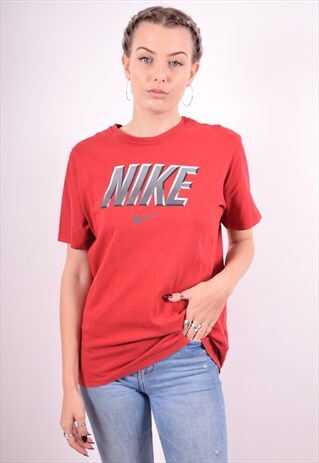 NIKE WOMENS VINTAGE T-SHIRT TOP XL RED 90'S