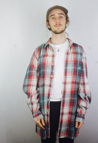 VINTAGE OVERSIZE CHECK FLANNEL SHIRT