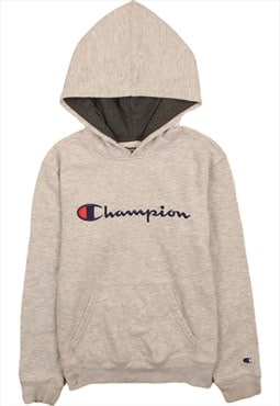 Vintage 90's Champion Hoodie Spellout Heavyweight Grey Large