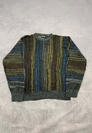 VINTAGE KNITTED JUMPER ABSTRACT PATTERNED KNIT SWEATER