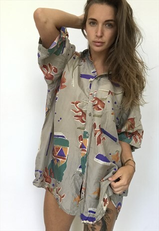 PATTERNED OVERSIZED RETRO VINTAGE UNISEX FESTIVAL SHIRT
