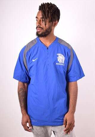 NIKE MENS VINTAGE TRACKSUIT TOP MEDIUM BLUE 90S
