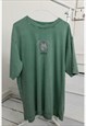 CLOUDED LABEL SUSTAINABLE UNISEX GRAPHIC TEE-OVERSIZED GREEN