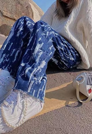 WASHED ABSTRACT DENIM JEANS