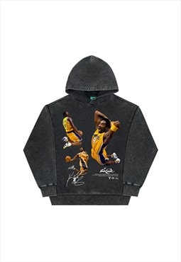 Black Washed Kobe Graphic Cotton fans hoodie