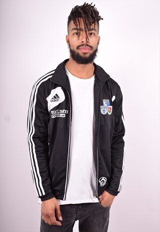 ADIDAS MENS VINTAGE TRACKSUIT TOP JACKET SMALL BLACK 90'S