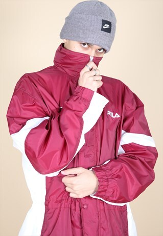 VINTAGE BURGUNDY WINDBREAKER SPORTS COACH JACKET