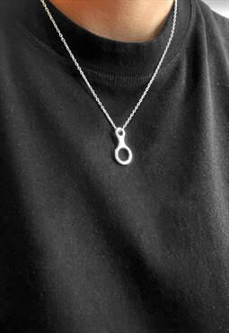 18" Dual Key Ring Pendant Oval Necklace Chain - Silver