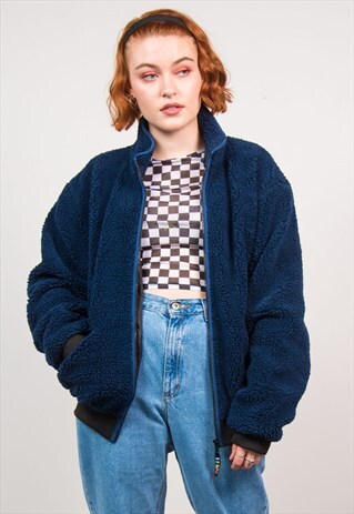 VINTAGE 90'S BLUE TEDDY FLEECE JACKET