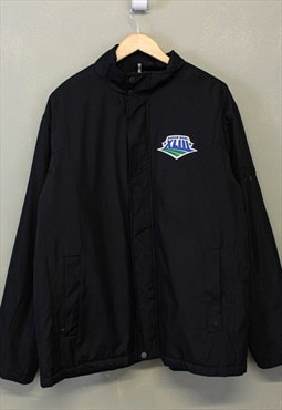Vintage NFL Super Bowl Puffer Jacket Black Zip Up XL