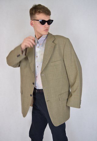 VINTAGE BROWN CHECKERED OVERSIZE BLAZER