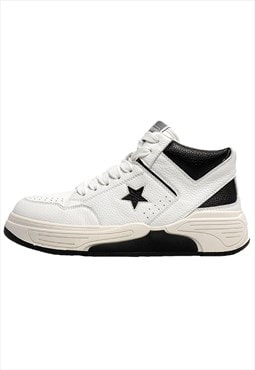 Retro high tops fauxleather skater shoes star patch trainers