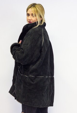 VINTAGE SUEDE & FAUX FUR WINTER COAT