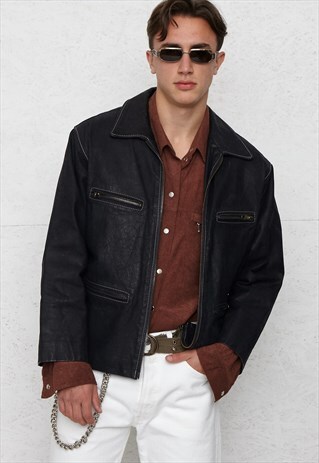 VINTAGE BLACK Z.M. LEATHER JACKET