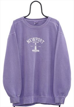 Vintage Newport Graphic Purple Sweatshirt Womens