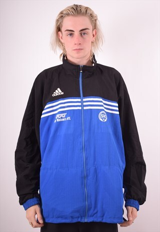 ADIDAS MENS VINTAGE TRACKSUIT TOP JACKET XXL BLUE 90S
