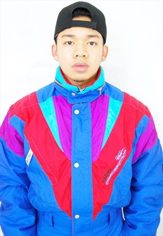 CRAZY PRINT PUFFER SKI SUIT/JUMPSUIT (1990'S)