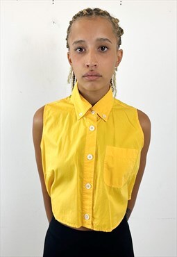 Vintage 90s fendi yellow sleeveless shirt 