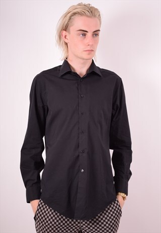 CALVIN KLEIN MENS VINTAGE SHIRT MEDIUM BLACK 90S