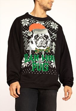 Vintage Sweatshirt Christmas Dog in Black XXL