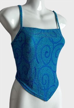 Vintage Y2K Blue Sparkle 2000s Mermaid Fairycore Top S/M