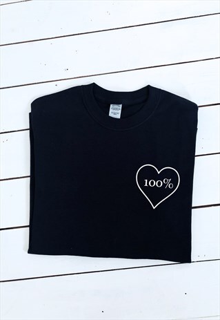 One-hundred percent Heart print Black T-shirt