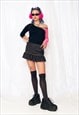 Vintage Miss Sixty Top Y2K Fishnet Raver Top in Black Pink