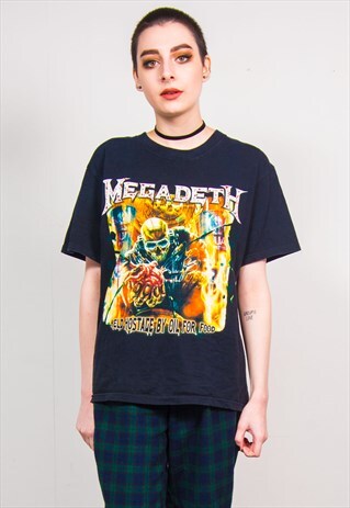 VINTAGE 90'S BLACK MEGADEATH BAND T-SHIRT