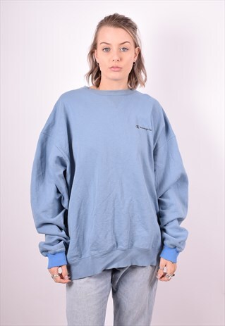 CHAMPION WOMENS VINTAGE SWEATSHIRT JUMPER XXL BLUE 90'S
