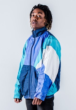 VINTAGE 90S WINDBREAKER IN BLUE, TEAL AND WHITE