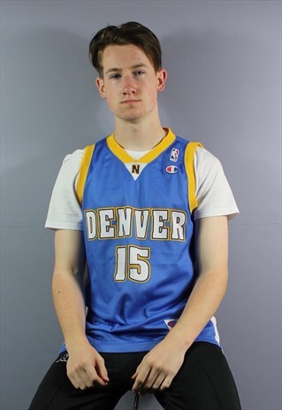 VINTAGE CHAMPION DENVER NUGGETS JERSEY IN BLUE WITH EMBROIDE