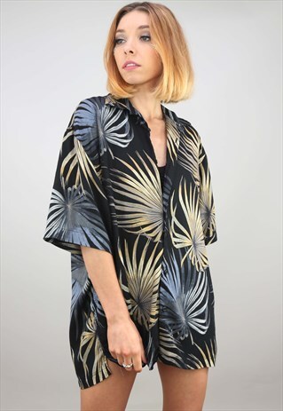 VINTAGE OVERSIZED SHORT SLEEVE HAWAIIAN PATTERNED SHIRT