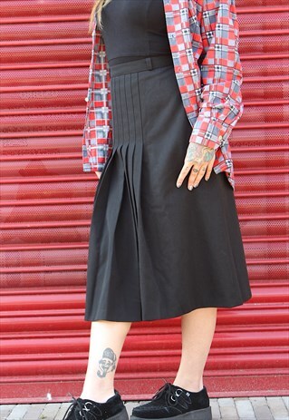 WOOL PLEATED LONG SKIRT