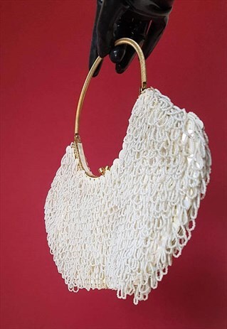 VINTAGE 50S - 60S PEARL SEQUIN & BEADED BAG / BRIDAL BAG