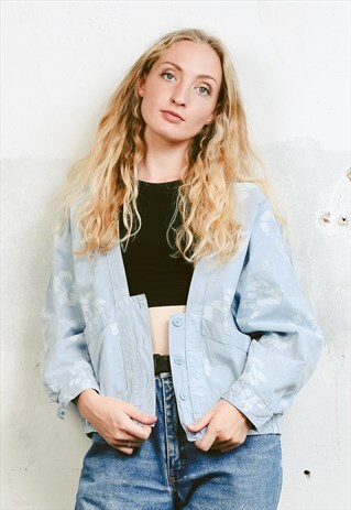 VINTAGE 80S OVERSIZED FLORAL BOMBER JACKET