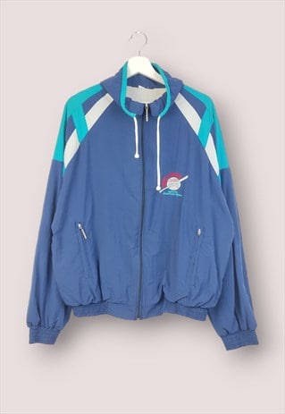 VINTAGE  CRAZY TRACK JACKET 80S SPORT IN BLUE XL