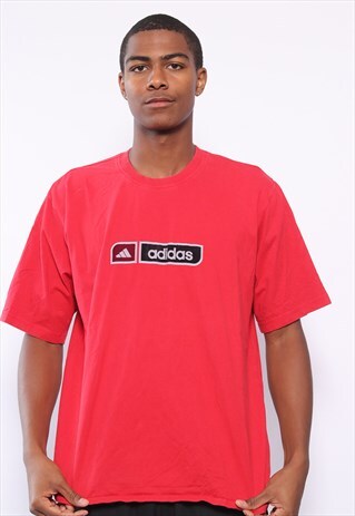 VINTAGE ADIDAS BIG LOGO T-SHIRT RED