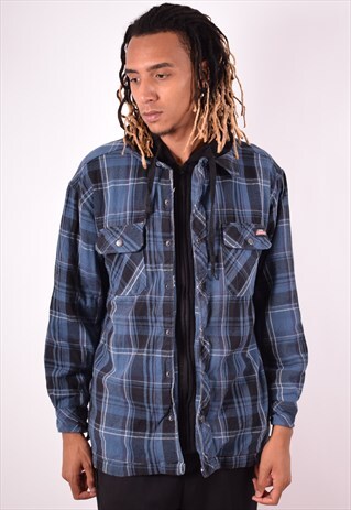 DICKIES MENS VINTAGE JACKET XL BLUE CHECK 90S