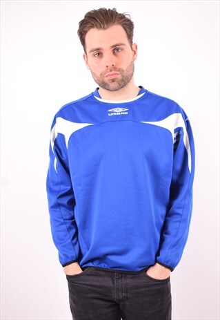 UMBRO MENS VINTAGE SWEATSHIR JUMPER MEDIUM BLUE 90'S