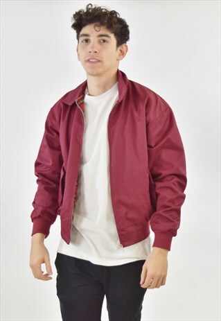 VINTAGE 90S RED HARRINGTON BOMBER JACKET