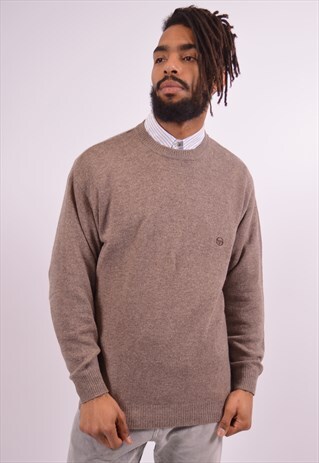 SERGIO TACCHINI MENS VINTAGE JUMPER SWEATER MEDIUM BROWN 90S