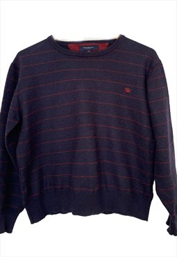 Navy blue striped vintage Burberry sweater. S