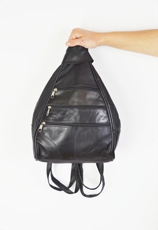 BLACK LEATHER RUCKSACK BAG