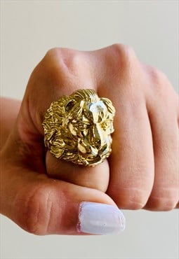 Unisex Gold Lion Ring