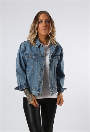 DENIM JACKET OVERSIZED FITTED VINTAGE UK 12 (FN4E)